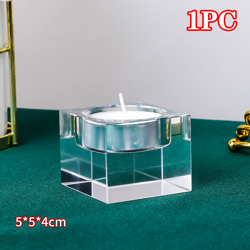 Cubo portavelas de cristal centros de mesa candelabros de cristal decoración mesa votiva soporte de vela, accesorios de decoración del hogar: Blanco
