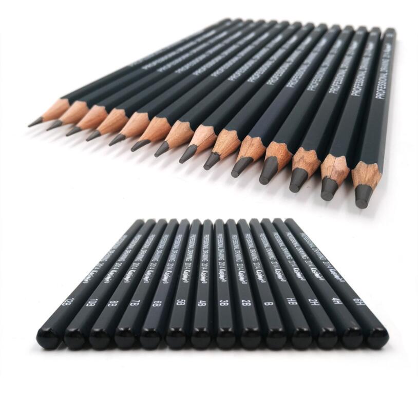 14 unids/set, dibujo a lápiz conjunto de materiales de arte duro/Medio/dibujo lápices de carbón pintura arte papelería