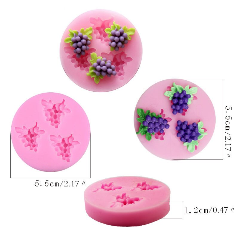 Druiven Fruit Siliconen Mal 3d Craft Zeep Mallen Fondant Taart Decor Mallen Chocolade Snoep Gumpaste Klei Mallen