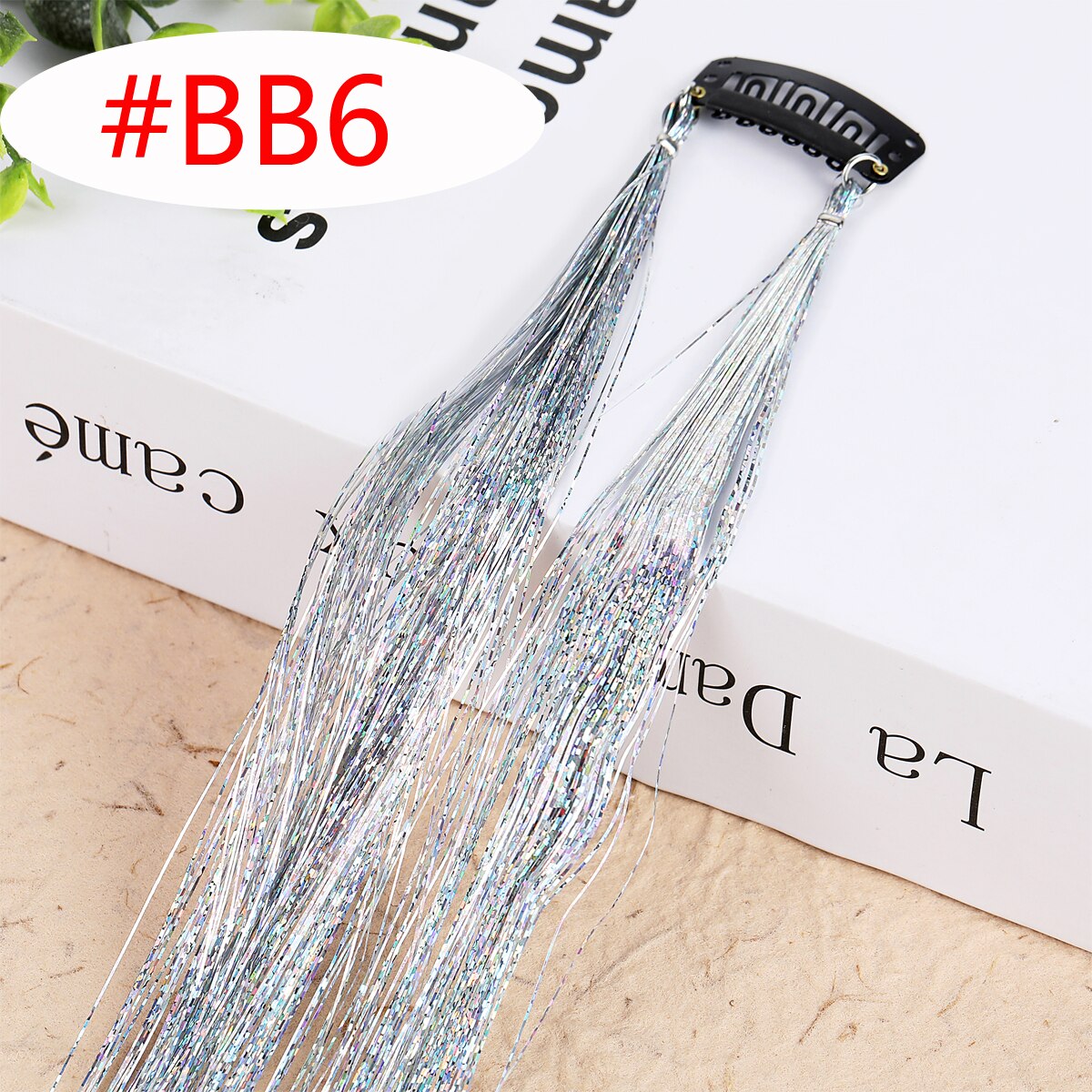 20 Colors Long Straight Hair Tinsel Bright Hair Extention Glitter Clip Hairpiece Sparkling Shiny Clip In Hair Tinsel Tools: 1pc colorBB6