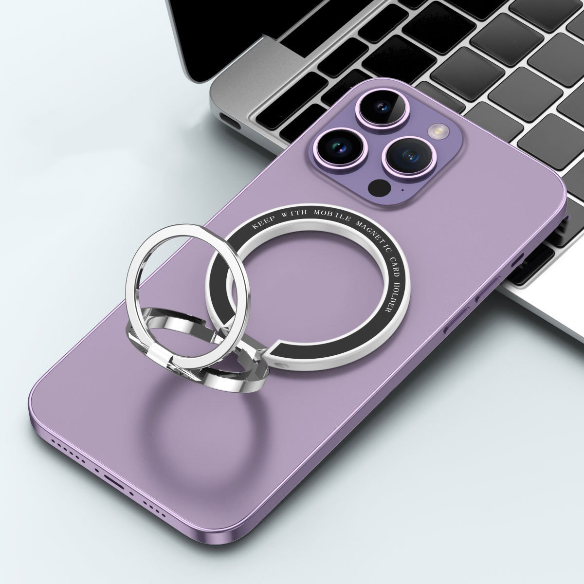 Naklejka Magsafe z metalowym diamentem, 3 sekcje, z mocnym magnetycznym uchwytem na telefon komórkowy, metal 360 ° obrotowa ładowarka: WHITE