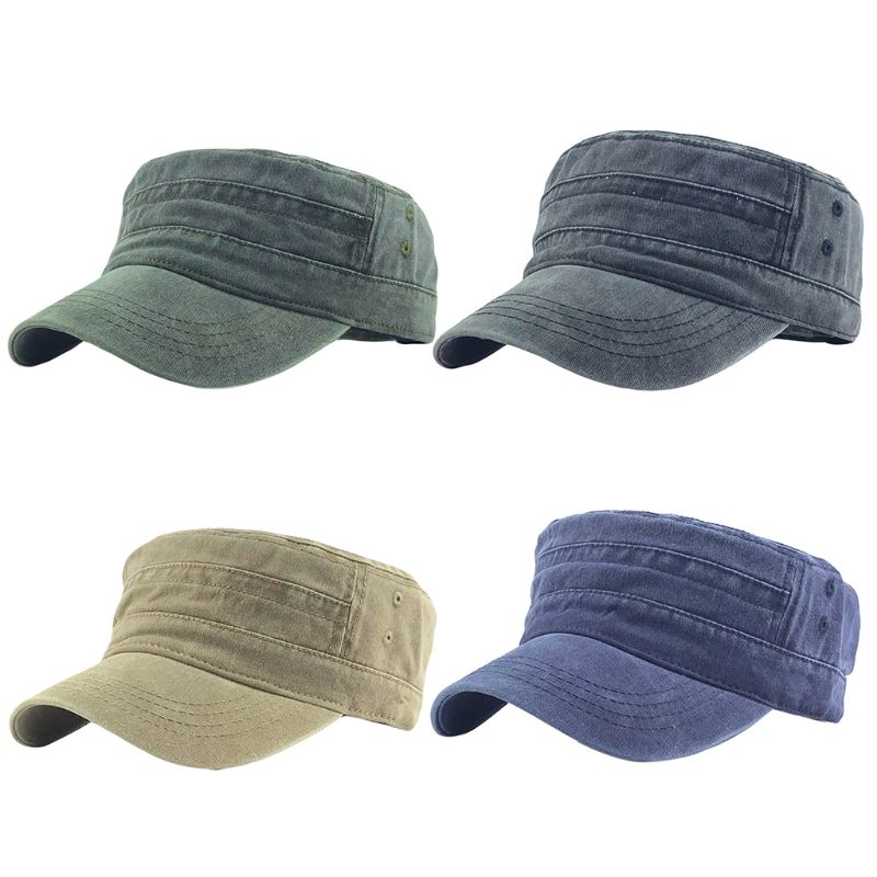 Mænd kvinder vintage vasket bomuld kadet baseball kasket ensfarvet afslappet udendørs solcreme justerbar klassisk flad top toppet hat