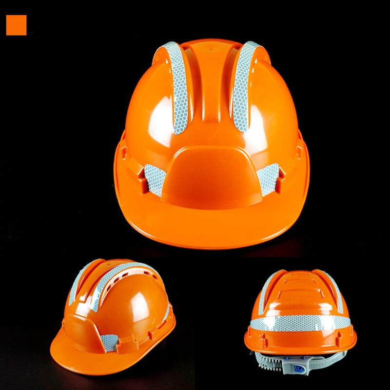 Hård hat med reflekterende tape udendørs arbejdssikkerhedshjelm åndbar konstruktionshætte med høj styrke hovedbeskyttelse: Orange