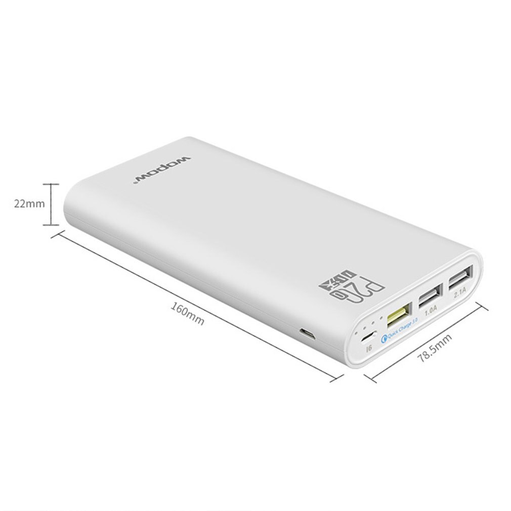 Wopow  p20q 20000 mah powerbank universal-schnellladung 3.0 große akkukapazität drei usb-ladeanschlüsse tragbares ladegerät
