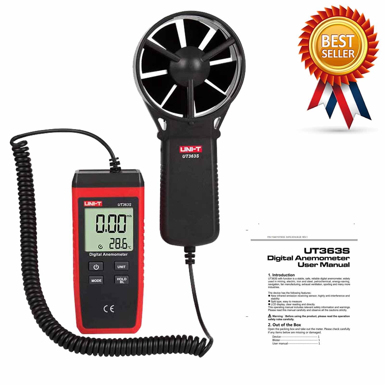 UNI-T UT363S Digitale Draagbare Wind Air Volume Meten Meter Anemometer 30 M/s Lcd Elektronische Toerenteller Met Backlight