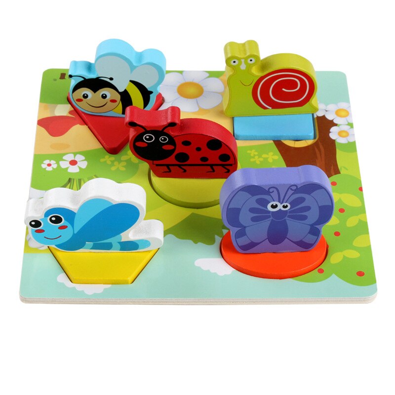3D Wooden Animal Traffic Puzzle - Hand Grasp Board - Educational Toy for Toddlers Boys Girls: Gray