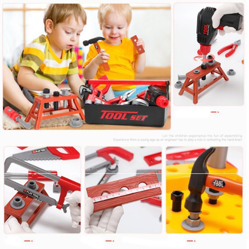 Kinderen Speelgoed Elektrische Boren Tool Speelgoed Toolbox Set Simulatie Boor Schroevendraaier Reparatie Tool Kit Huis Spelen Speelgoed Voor Kinderen