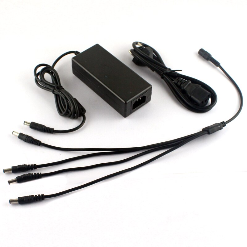 DC 12V 5A Power Supply Adapter + 1 to 4 Port Split Power Cable for CCTV Security Camera DVR Analog AHD TVI CVI camera DVR System