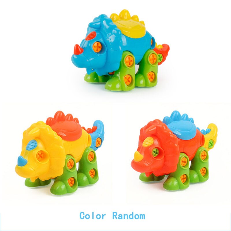 Early Learning Education DIY Screw Assembly Engineering Vehicle Detachable Assembly Dinosaur Practical Ability Educational Toys: Triceratops random