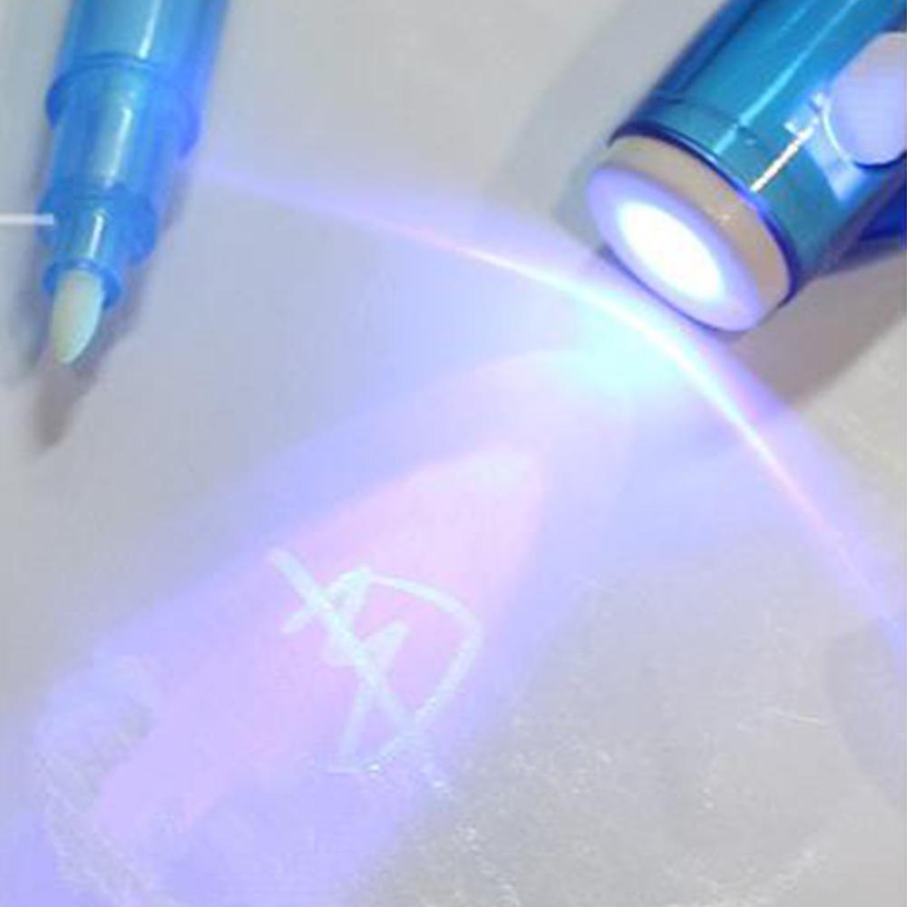 Caneta invisível mágica da tinta que escreve o dispositivo secreto da mensagem com artigos de papelaria uv da luz m17f