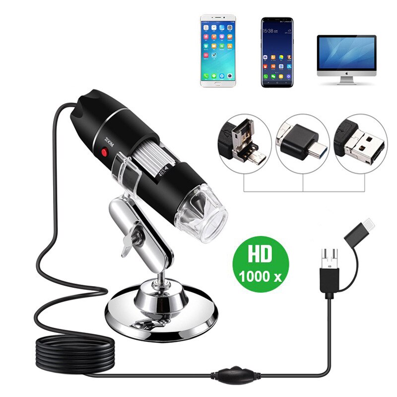Three In One High-definition Digital Microscope Industrial Microscope 300000 1000 Times Led Light Electron Microscope