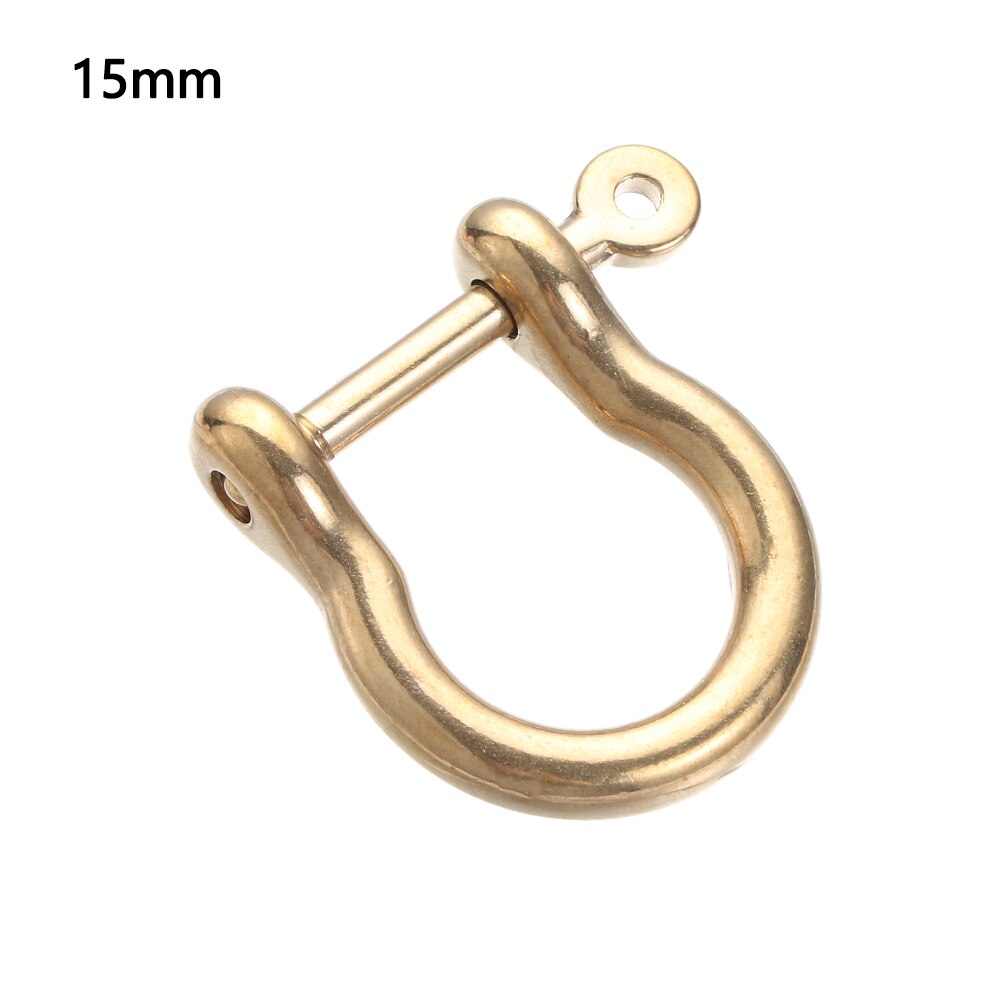 Stainless Steel Staples Carabiner Solid Brass Metal D Bow Shackle Fob Key Ring Keychain Hook Screw Joint Connector Buckle: C-15mm