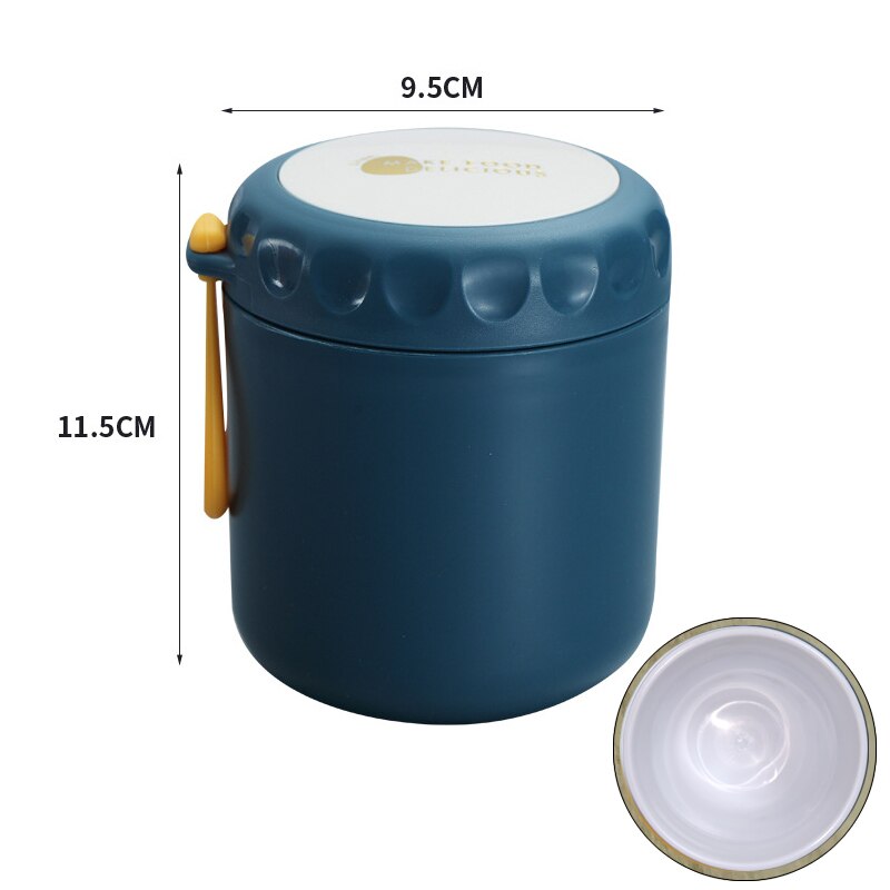 Onuobao 304 Rvs Thermos Soep Met Lepel 400Ml Japanse Stijl Eenvoudige Draagbare Verzegelde Ontbijt Lunch Cup: Blue(Plastic)