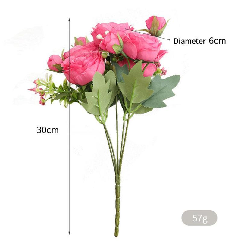 Ramo de peonía de seda Artificial Rosa persa, 5 cabezas, 4 Ramos falsos usados para reuniones familiares, decoración de boda de novia, wedd