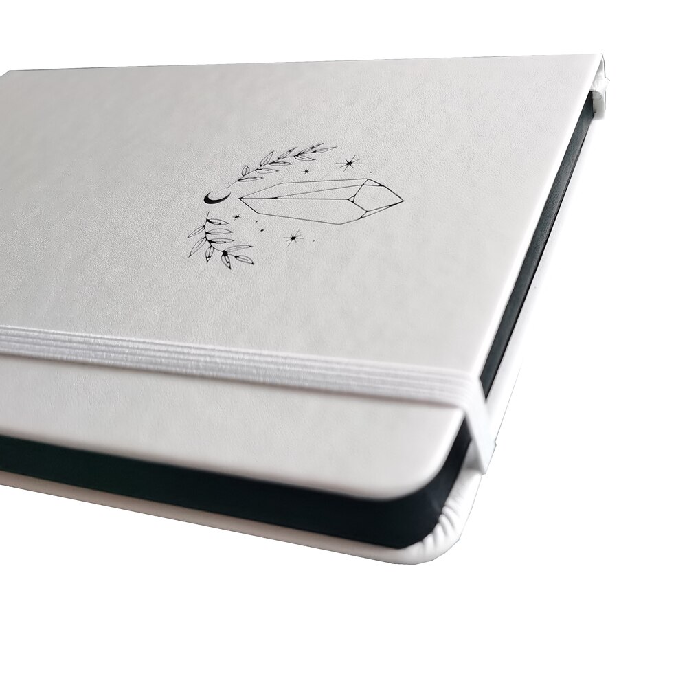 Ster En Diamant Zwart En Wit Vegan Lederen Cover 150GSM Zwart Papier Dot Grid Journal Met Zwarte Pagina