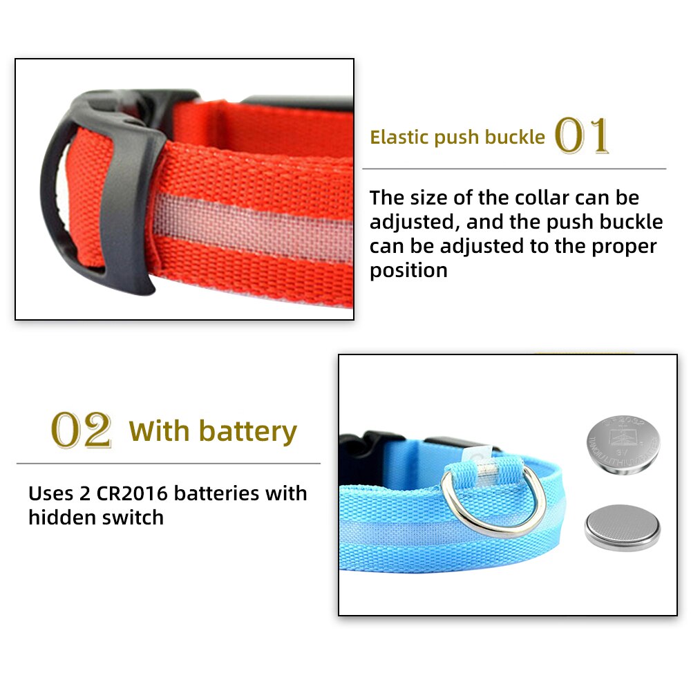 Led collier de chien Anti-perte Accident de voiture éviter collier collier pour chiens chiots chien chats colliers lumineux fournitures pour animaux de compagnie