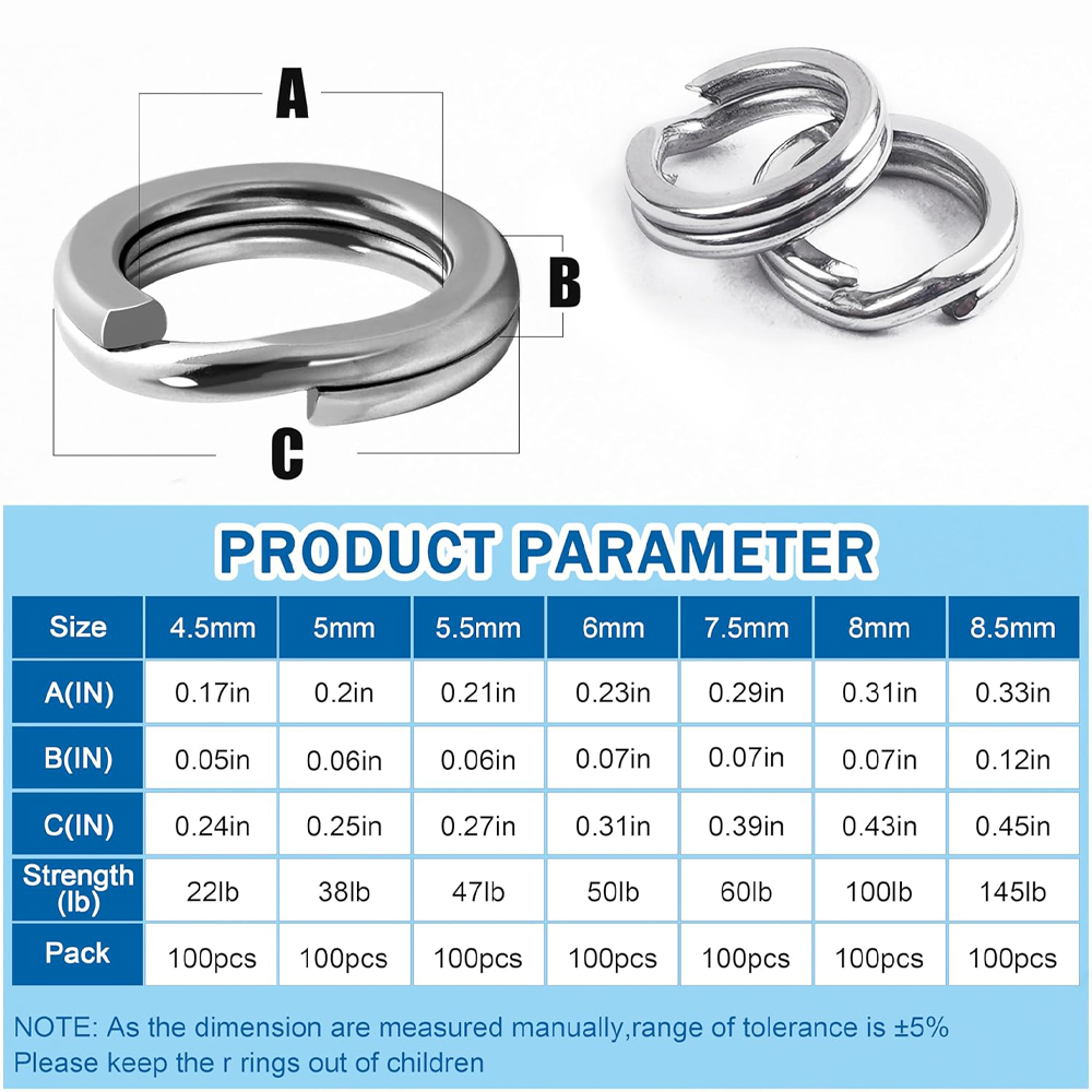100 stks Vissen Split Ringen Rvs Afgeplatte Split Ringen voor Vissen Zoutwater Lokken Terminal Vissen Connector Visgerei