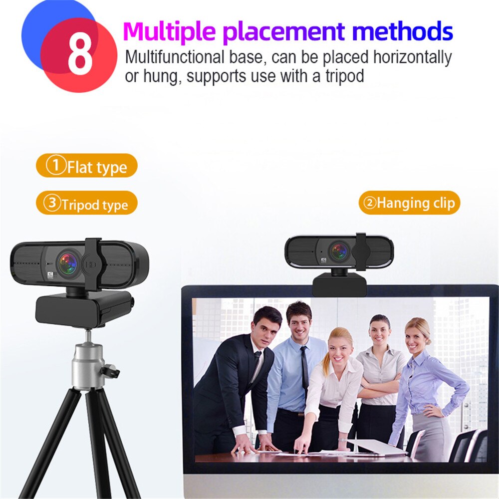 AutoFocus Webcam Full HD 1080P PC WebCamera with Microphone Rotatable Cameras for Live Broadcast Video Calling Conference Work
