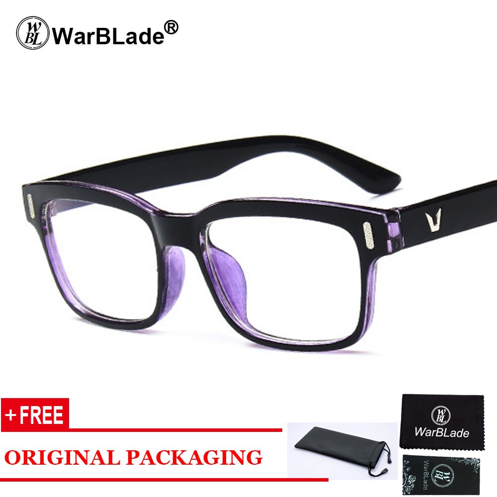 Retro rektangel briller optiske rammer klar linse sorte briller leopard firkantede briller brillestel til kvinder mænd: Blå