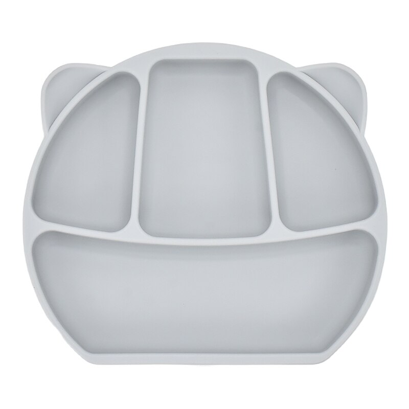 Baby Feeding Plate Food Grade Silicone Animal Type Suction Baby Plate BPA Free Waterproof Kid Tableware Plate Children Dishes: Grey