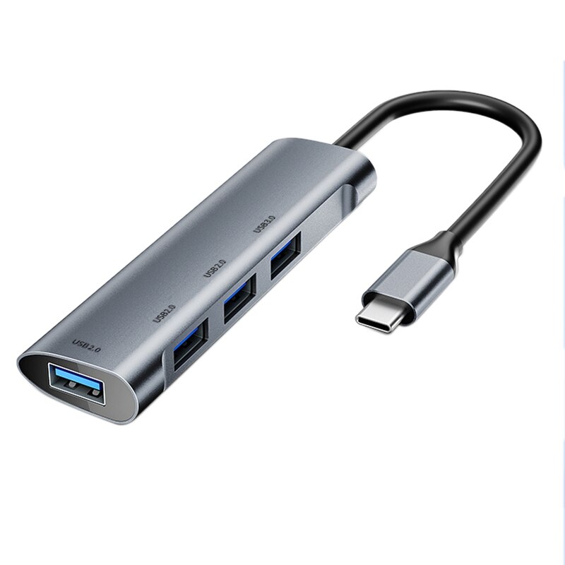4 In 1 Type-C Hub 4-Port Usb Splitter USB3.0X1 En USB2.0X3 Docking Station Voor Pc laptop