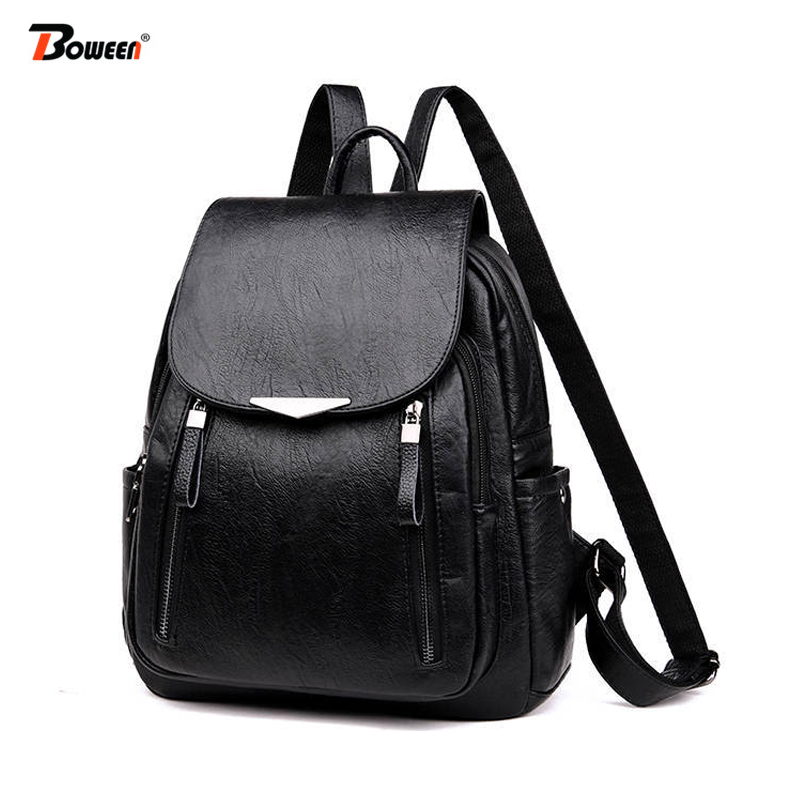 Pu Leder Rucksack Frauen Schwarz Neue Frauen Rucksack weibliche Feste Bagpack Damen Rucksack Zurück Pack rot