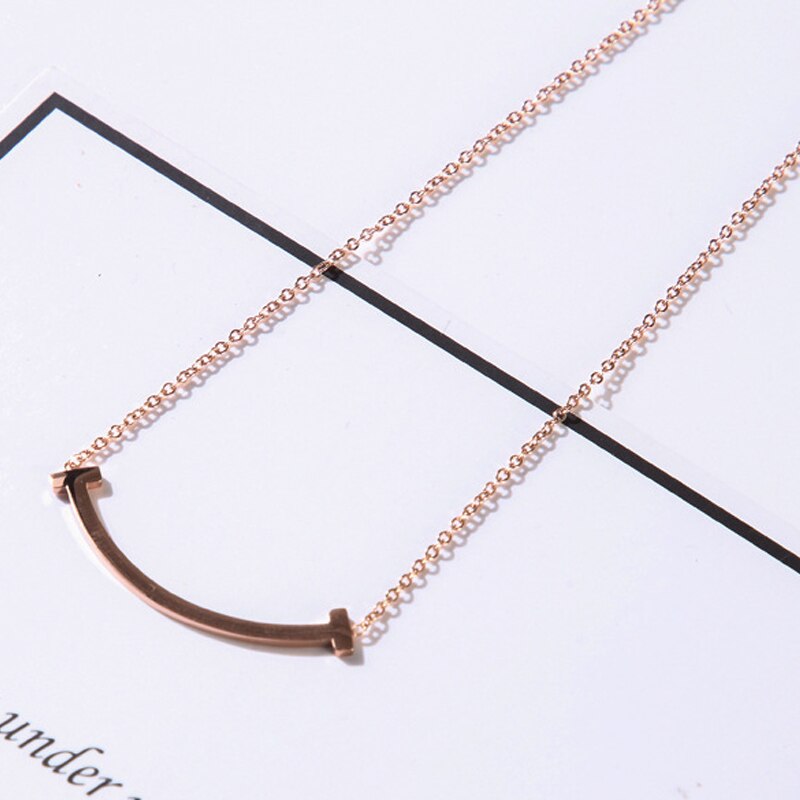 OUFEI-collier or Rose en acier inoxydable, pendentif à la coréenne, bijoux pour femmes: Rose Gold