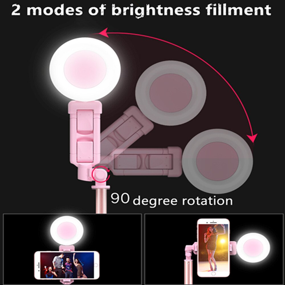 Selfie Stick LED Ring light Extendable live Tripod 1.7m Stand 4 in 1 With Monopod Phone Mount for iPhone X 8 Android smartphone