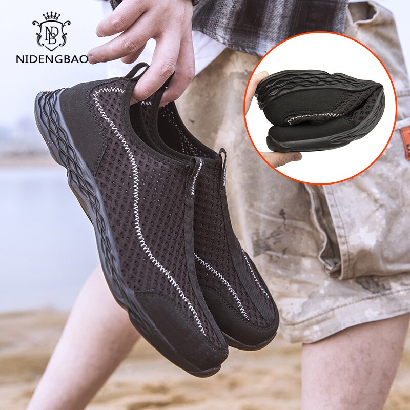 Sommar all mesh män & #39 ;s fritidsskor lätta ventilerande sneakers skor män utomhus vattenläcka snabbtorkande loafers sko plus storlek 15