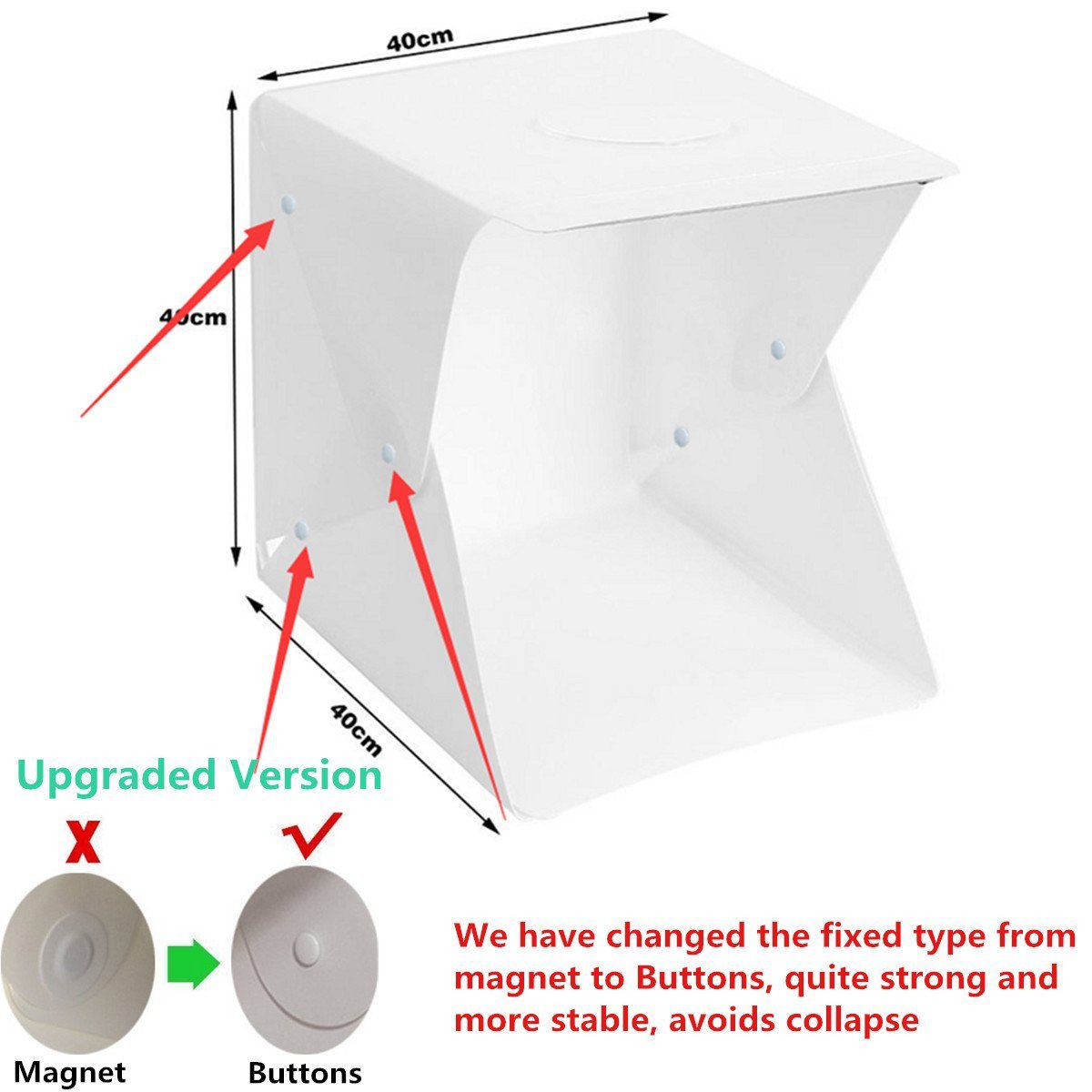 Portable Photo Studio Shooting Tent,16 Inch Small Foldable LED Light Box Softbox Kit with 4 Colors Backdrops for Photography,