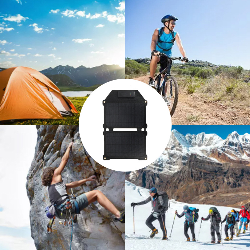 USB 5V 20W Outdoor Hiking Waterproof Solar Panel for Travel Camping Cycling Waterproof Solar Panel Charger Mobile Power Battery