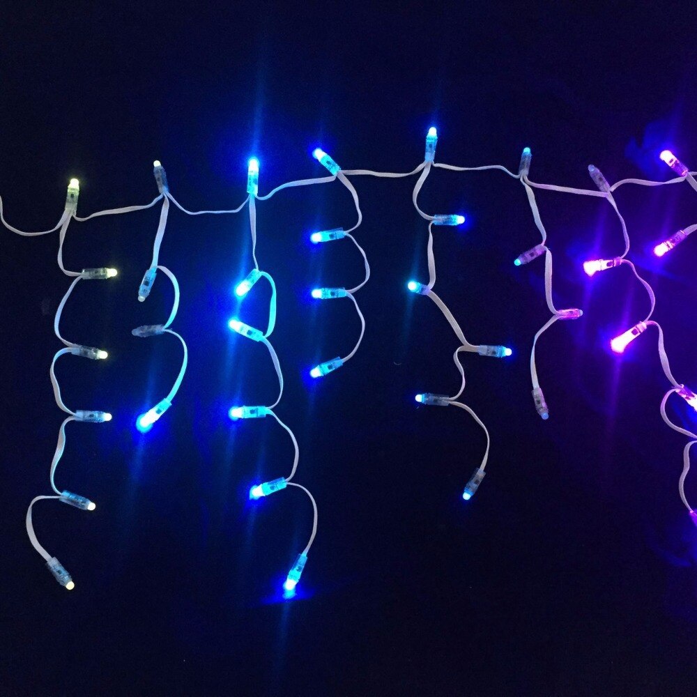 Guirlande de glaçons adressables IP68, 120 nœuds/ensemble, LED pleine couleur, DC12V WS2811 contrôlé, tout fil blanc, 646464...6464