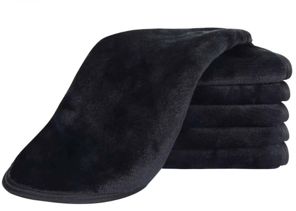 Sinland Washable Microfiber Facial Cloth Washcloth Soft Reusable Fiber Makeup Remover Cloth 4 Pack 12Inx12In Black: black