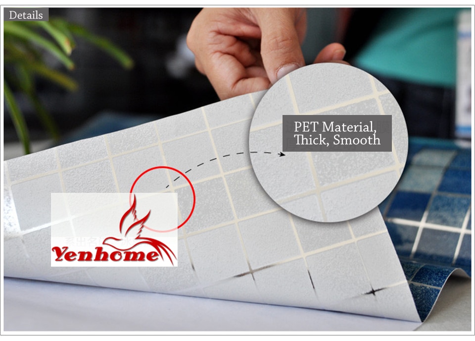 Moderne pvc selvklæbende tapet badeværelse tapet køkken vandtæt mosaik fliser klistermærker vinyl boligindretning wallstickers