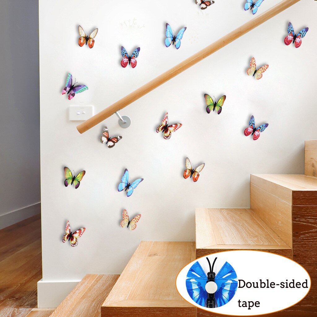 Multifunktions 100 stücke 3D Leuchtenden Schmetterling Aufkleber Aufkleber Kunst Glow In Dark Decor