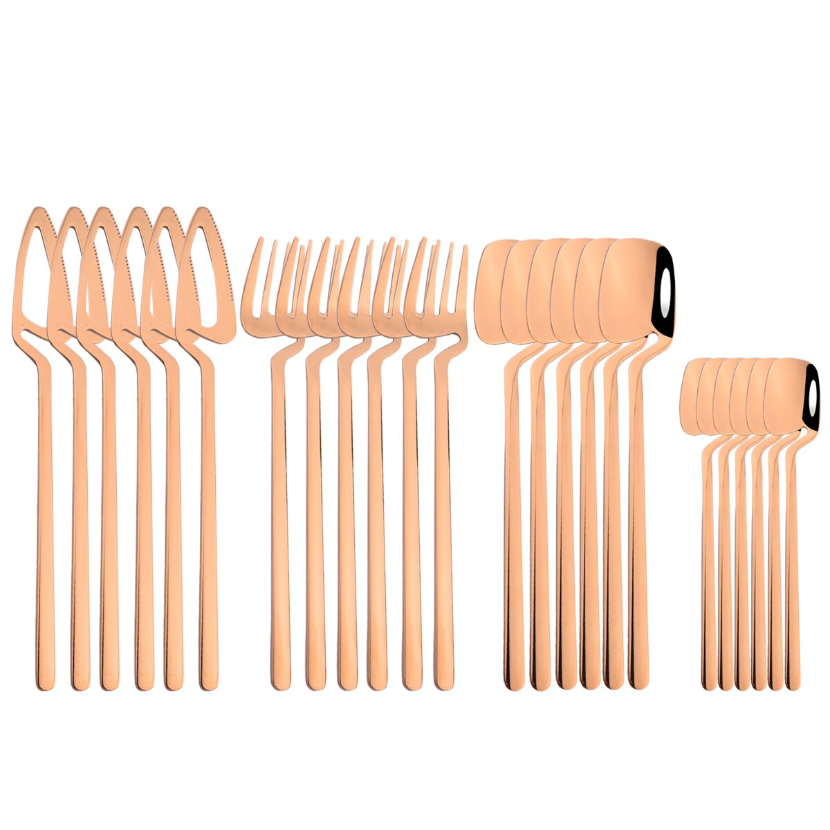 Stainless Steel Cutlery Silverware Forks Spoons Knives Dinnerware Sets Dishwasher Safe Tableware Set 24 Pieces with Tea Fork: Rose