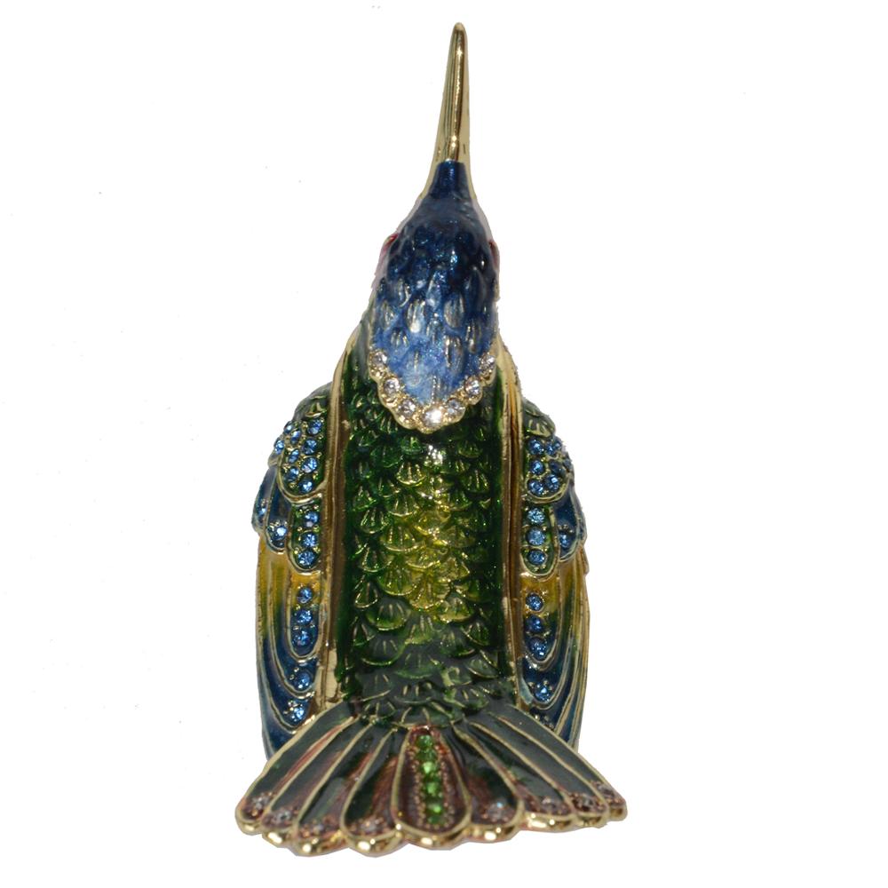 Hummingbird Trinket Box Metal Alloy Jewelry Box Bird Figurines