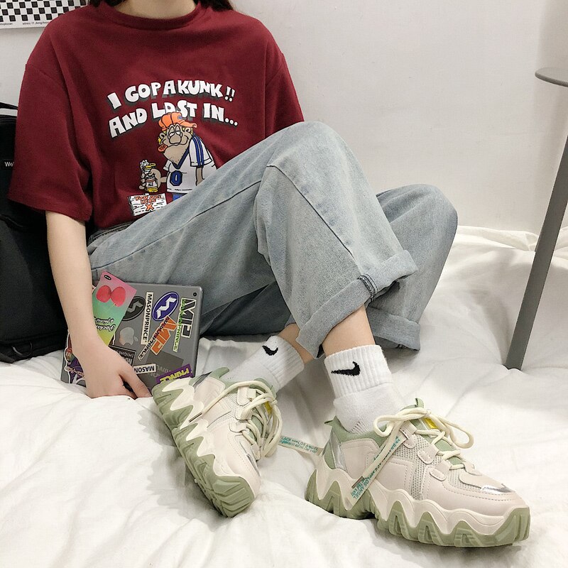 Zapatos deportivos para mujer modelos de explosión otoño nueva rebelde cómodo zapatos deportivos para estudiantes