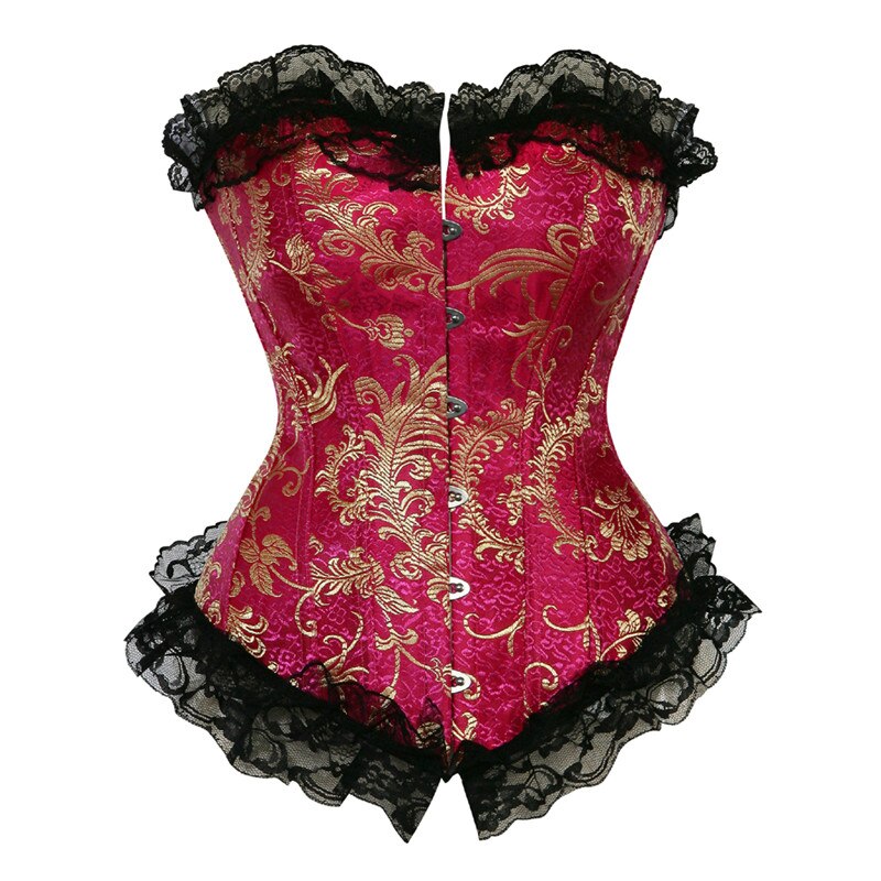 Corset dentelle rouge Caudatus avec nœud à volants pour femmes grande taille Corset taille bleu Corset et Bustier Outwear haut Vintage