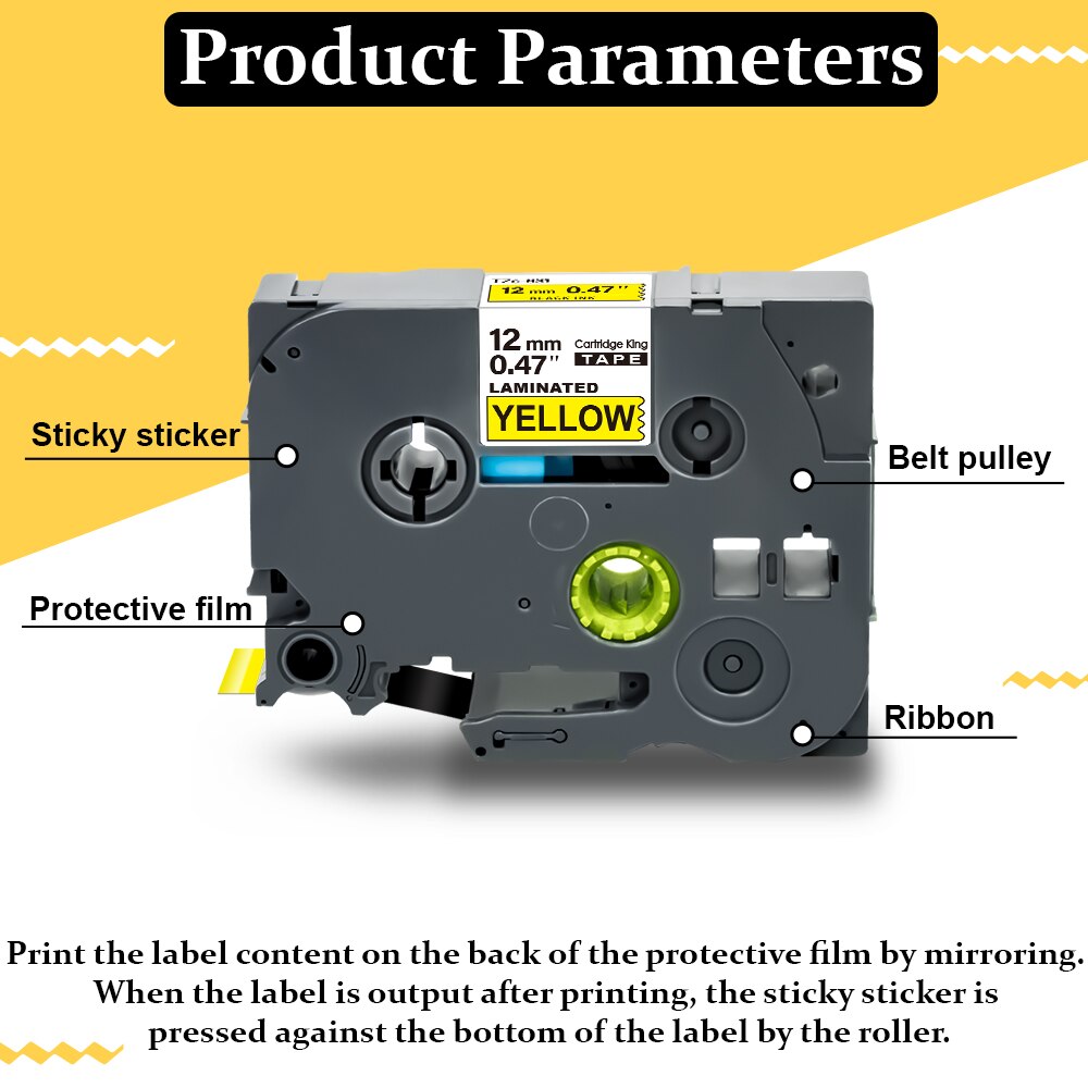 Fita laminada da etiqueta de 6 pces 12mm tz TZe-231 tze131 tze431 tze531 tze631 tze731 compatível para a impressora do irmão p-toque