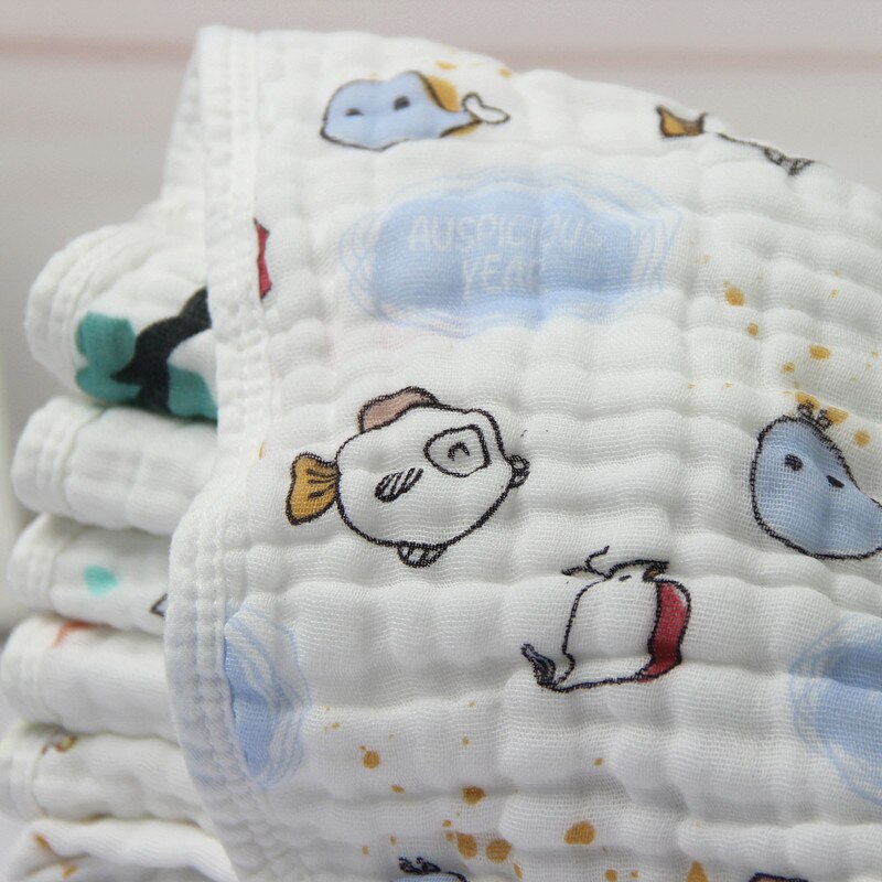 1 stuk Wasoyoli Kleurrijke Gedrukt Burp Clothsf 30*30 CM 100% Mousseline Katoen 6 Lagen Zakdoek Zachte Baby Handdoek
