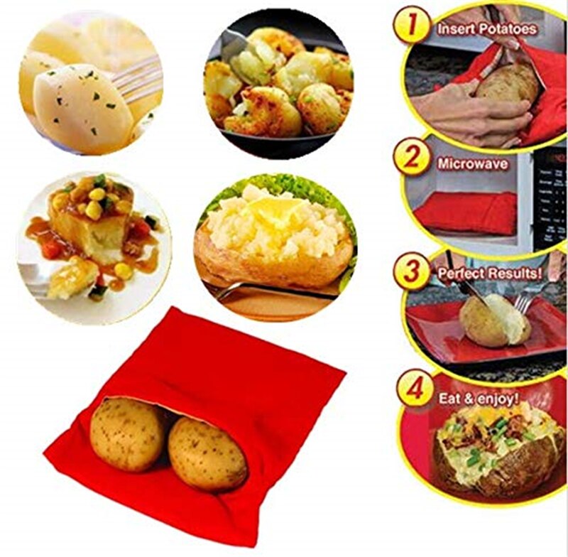 4 szt. Kuchenka mikrofalowa pieczona torba na ziemniaki łatwa robić gotowania torba parowa na szybko pieczone ziemniaki przybory i akcesoria kuchenne