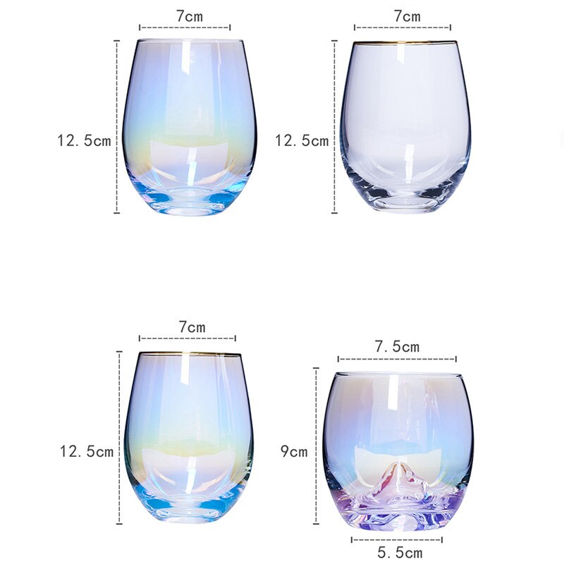 Vidrio de arcoíris coctel Copa el desayuno, té de la leche jugo de café vino Oficina hogar cristal transparente taza de agua Vasos