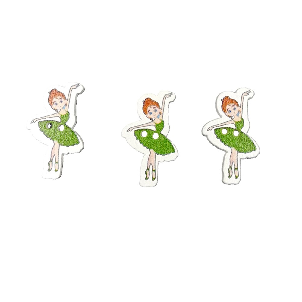 100Pcs Painted Cartoon Houten Knoppen Ballet Dancing Girl Patroon Knoppen Milieuvriendelijk Hout Naaien Knop Diy Doek Decor Suuply: 5