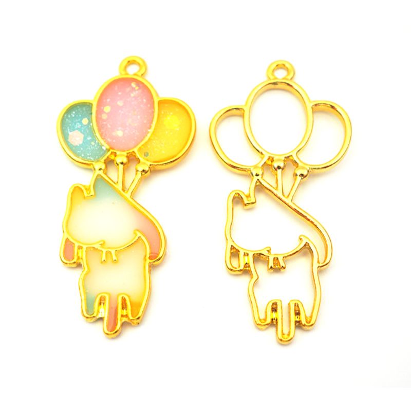 9Pcs Naughty Cat Daily Life Blank Frame Pendant Bezel Setting UV Resin Jewelry