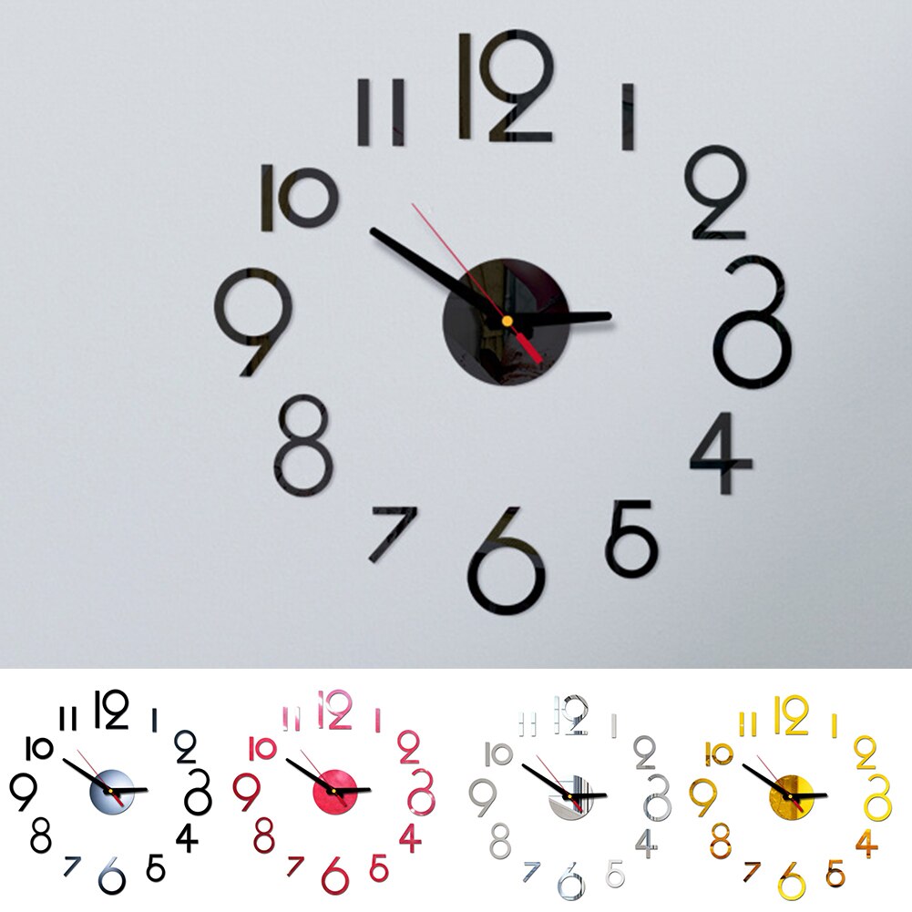 Silent Simple Full Digital For Home Large Decorative Modern DIY Wall Clock Acrylic Mirror Convenient Bedroom