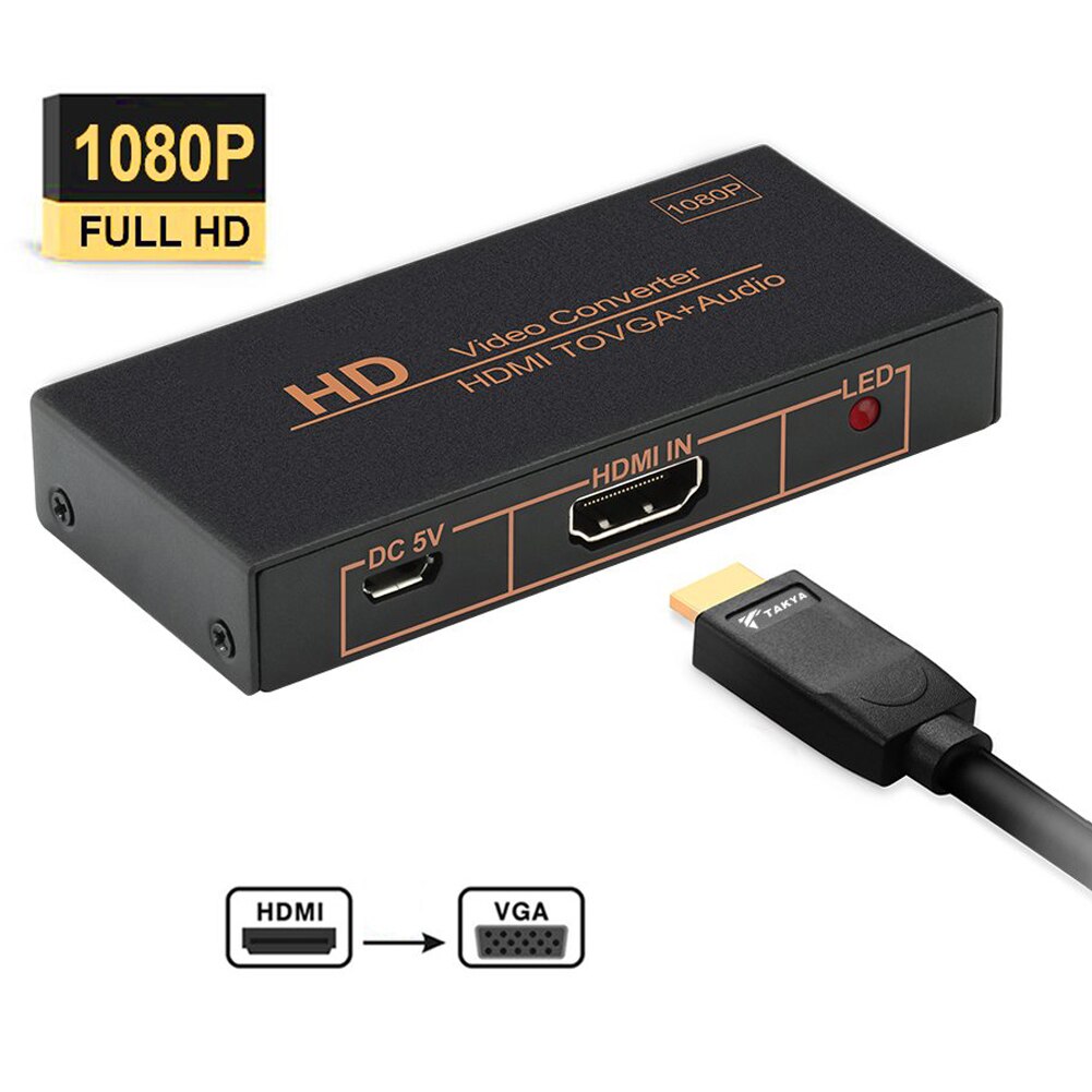 Office Connector For Laptop Plug And Play Universal Home Active 1080P Female HDMI To VGA Male Portable Converter Adapter Dongle