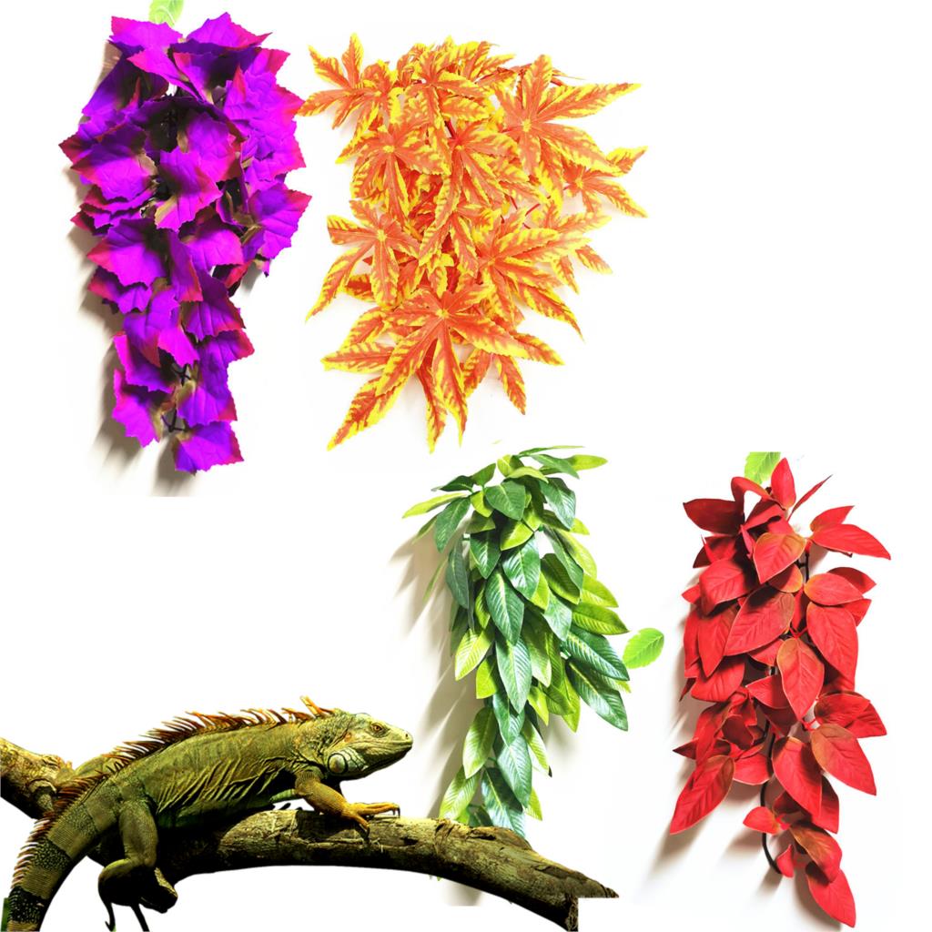 2Pcs 30CM Apple Leaf And Willow Leaf Simulation Aquatic Plant Lizards Reptile Terrarium Aquarium Fish Tank Landscaping