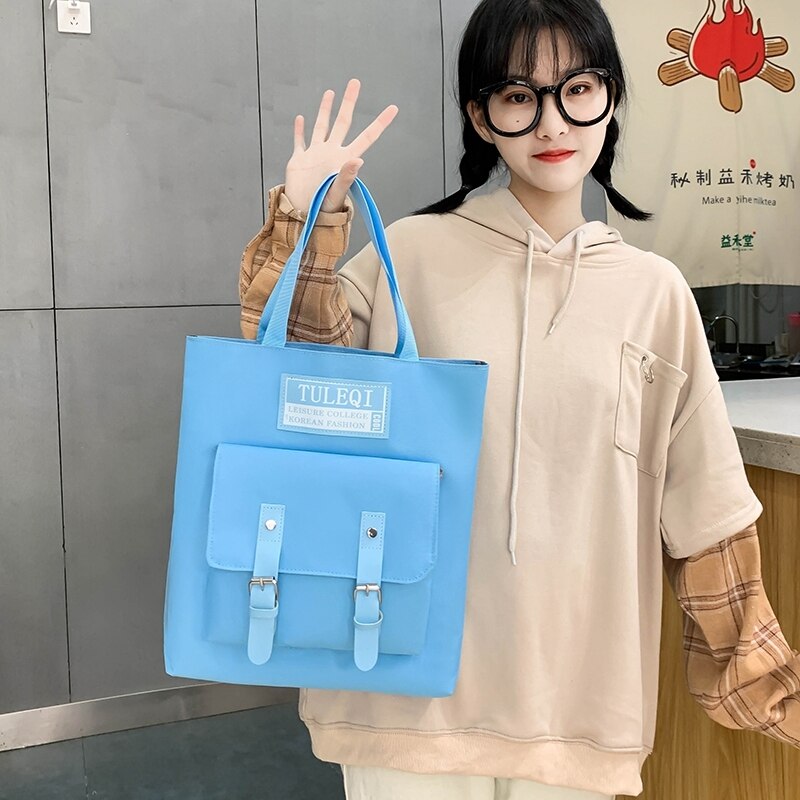 Mochilas escolares bonitas para meninas adolescentes, conjunto de 4 peças casual bolsas de ombro nylon de moda para adolescentes