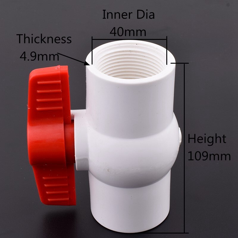 1-3pcs 20~63mm White PVC 1.2~2" Female Thread Globe Valve Garden Irrigation Water Supply Aquarium Tank Water Pipe Connectors: 3pcs / Inner Dia 40mm